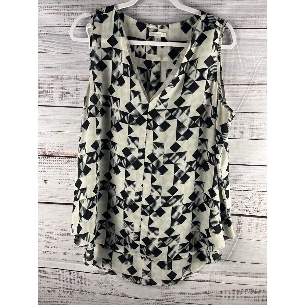 Cato Blouse Women’s X-Large Sleeveless Black Beige V-neck